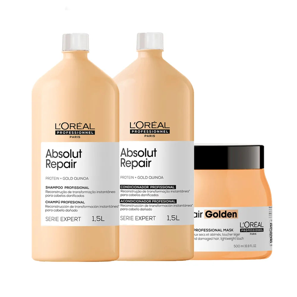 Kit L'Oréal Professionnel Serie Expert Absolut Repair Gold Quinoa + Protein Salon Trio (3 Produtos)
