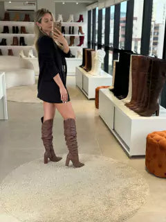 Bota Cano Longo Enrugadinha Napa Terra